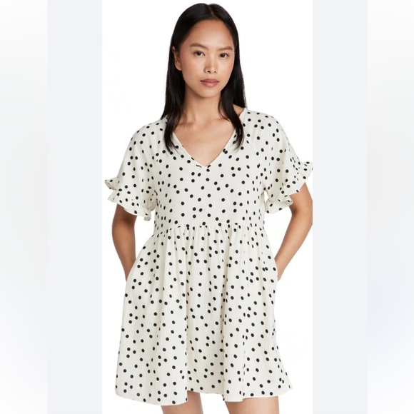 Madewell Dresses & Skirts - A382 Madewell Lightspun Ruffle-Sleeve Babydoll Dress in Dot Toss Size XS